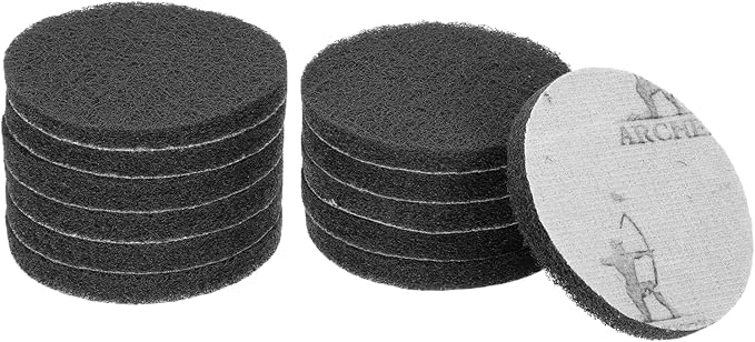 HARFINGTON 12pcs Scrubber Scouring Pads 800 Grits 4 Inch Drill Power Brush Hoop and Loop Surface Conditioning Disc Drill Scuffing Disc Scrub Pads for Home Kitchen Cleaning, Grey