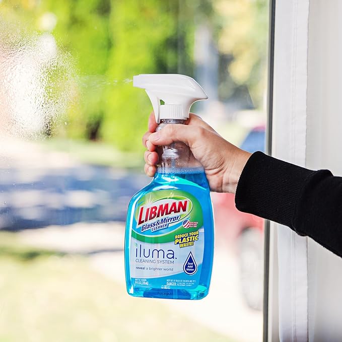 Libman Iluma Glass & Mirror Cleaner Refill | Window Cleaning Pods Glass & Mirror Cleaner | Mirror Cleaner Refill | Chrome Cleaner Refill | 3 Pods | Add Water and Shake