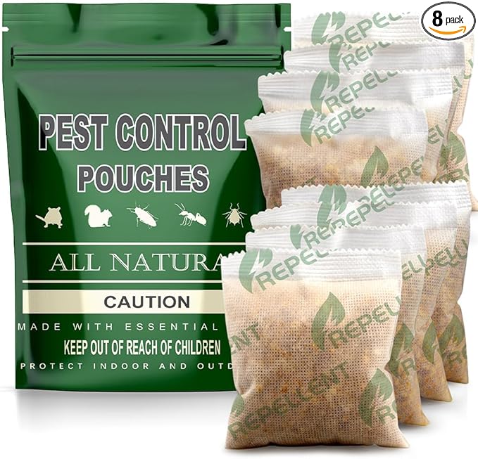 Pest Repellent, Rodent Repellent for Indoor and Outdoor, Mouse Repellent, Mice Repellent Indoor, Keep Roach, Rat, Ant, Moth and Spider Away from House, Safe for Kids and Pets, Protects 120 sq ft - 8P