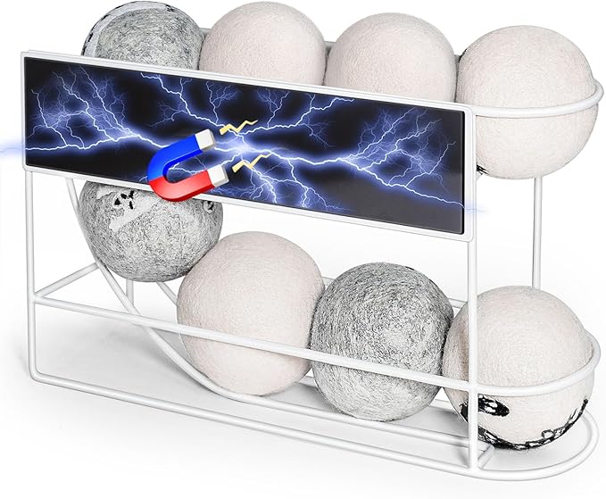 Kevenal Magnetic Dryer Ball Holder for Laundry Room, Dryer Ball Storage Container Organizer Magnetic Basket for Laundry Room (Hold 8 Balls)