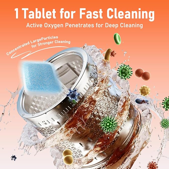 Washing Machine Cleaner Tablets 24 Pack, Deep Removes Residue, Grime and Odors,Washer Machine Cleaner for Front and Top Loader Washer Machines,6 Month Supply (2 PACK)