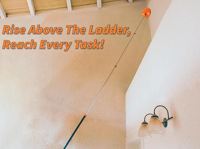 36 Foot High Reach Duster Kit with 5-30 ft Extension Pole // High Ceiling Duster Cleaning Kit with Telescopic Pole // Cobweb Duster // Feather Duster and Ceiling Fan Duster // The Ultimate Dusting Kit