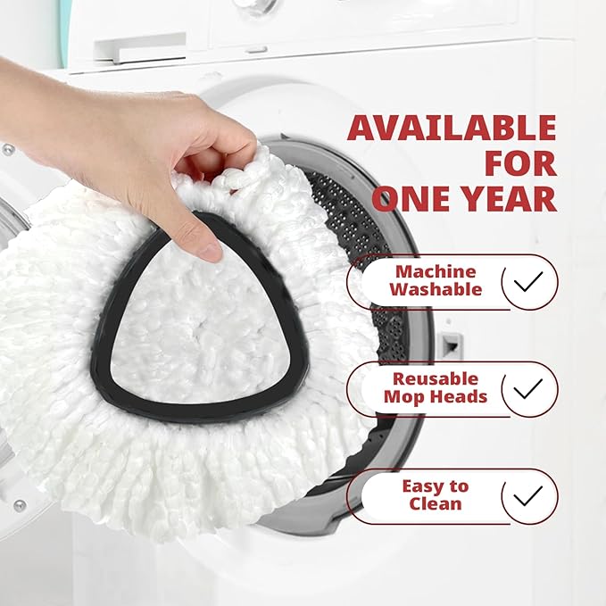 Mop Replace Head, 3 Pack Spin Mop Replacement Head Easywring 1-Tank System, Easy Cleaning, Microfiber, Machine Washable