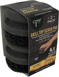 Core Clean Solutions 2-Pack Grill Top Scrub Pads | Heavy Duty BBQ Scrubber for Grills, Pots & Pans | 4X Scrub Power with Ergonomic Grip | Metal-Series Scouring Pads for Stubborn Marks