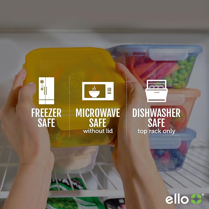 Ello Snap & Nest 10-Piece 4.5 Cup Plastic Meal Prep Set, Reusable Food Containers for Healthy Eating, Freezer, Dishwasher Safe, Sage
