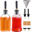 2pcs Glass Coffee Syrup Dispenser Bottles 7 OZ, Simple Syrup Bottles with Metal Pour Spout, Syrup Dispenser for Coffee Bar Accessories for Maple Honey Syrup Oil and Sauces