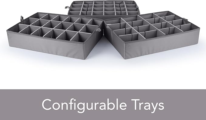Covermates Keepsakes - Adjustable Zip-Top Storage Box - Configurable FlexGrid Compartments - Heavy Duty Polyester- Reinforced Handles - Stackable Design - Indoor Storage, Brown Heather