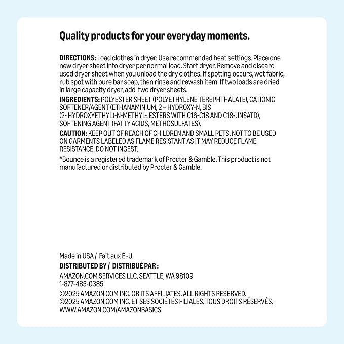 Amazon Basics Dryer Sheets, Free & Clear, Laundry Fabric Softener, Hypoallergenic, 160 Count