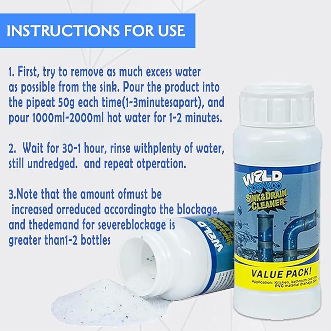 Wild Tornado Sink and Drain Cleaner, Fast Foaming Sink Cleaner for Kitchen Bathroom & Toilet Pipeline Quick Cleaning Tool (4PCS)