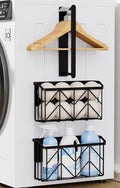 DAOYA Magnetic Dryer Ball Holder and Magnetic Hanger Holder Set - Magnetic Basket Storage for Dryer Balls, Laundry Pods, Dryer Sheets, Laundry Room Organization and Storage, Black