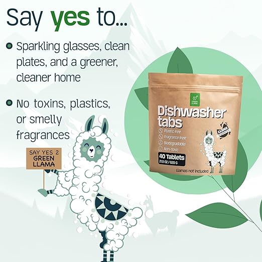 Dish Washing Machine Tablets, Pack of 40 - Fragrance-Free, PVA-Free, Non-Toxic Dishwasher Tablets in Compostable Packaging – Women-Owned Company, Leaping Bunny Certified