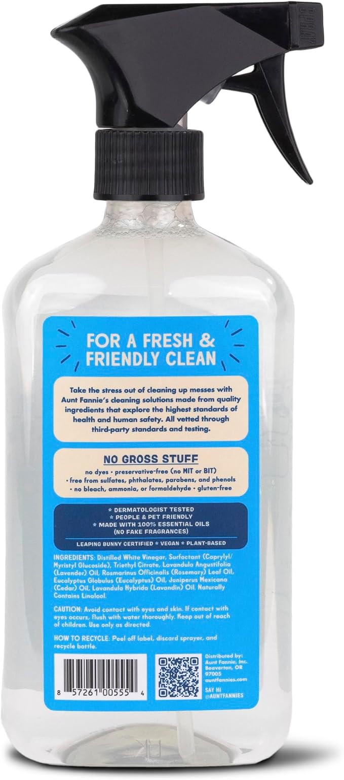 Aunt Fannie's All Purpose Bathroom Cleaner Vinegar Spray for Shower, Tub, Toilet, Tile, Sink and Fixtures, 16.9 Ounces (Pack of 6)