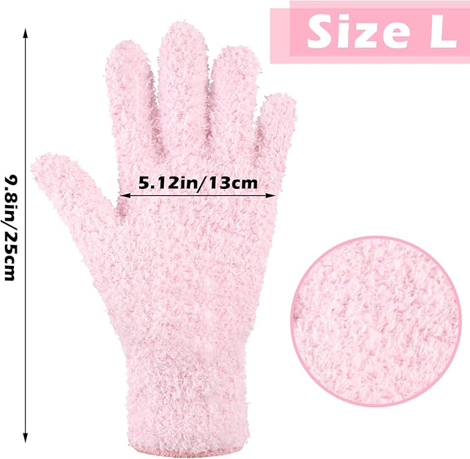 Patelai 3 Pairs Microfiber Plant Dusting Gloves Leaf Cleaning Gloves for Indoor Plants, Blinds, Furniture, House (Pink,Nude,White,Large)