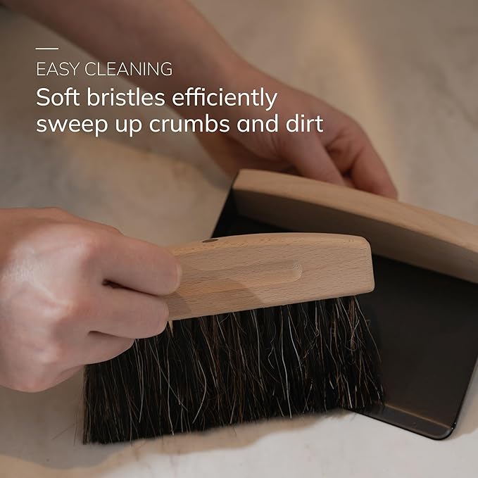 Bamboo Dust Pan & Brush Set, Portable Dustpan & Brush, Perfect For Household Cleaning, Sturdy & Effective Dust Pan, Bamboo Sweeping Brush - Mini