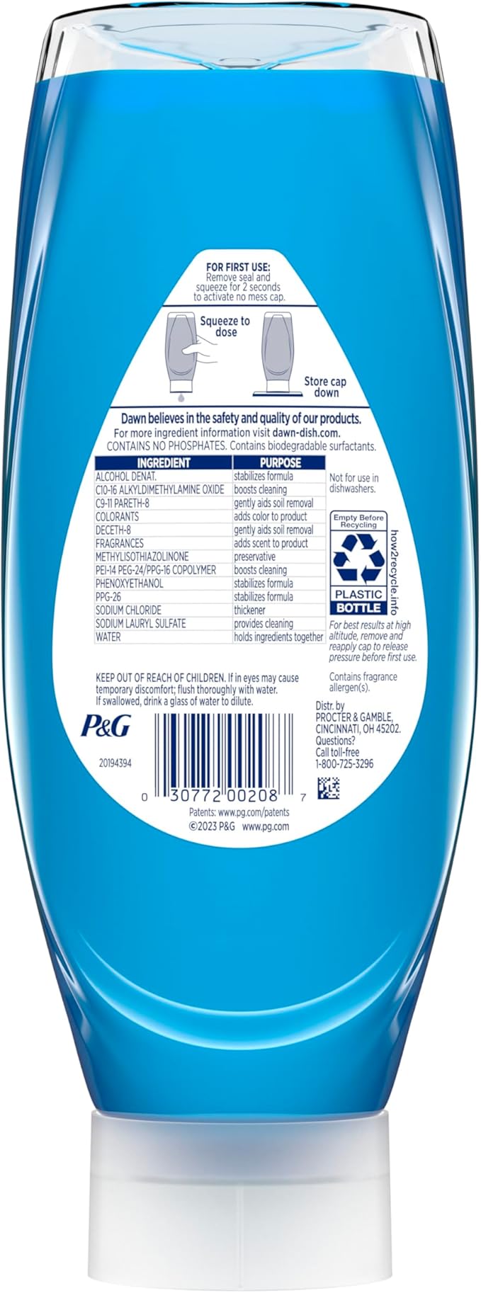 Dawn Ultra EZ-Squeeze Dish Soap,Dishwashing Liquid,Original,22oz,(Pack of 6)