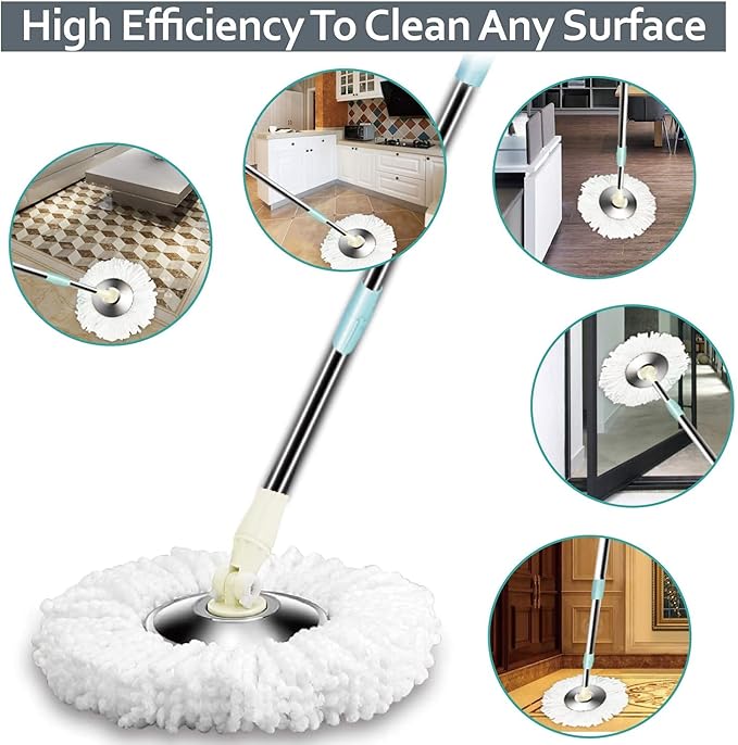 6 Pack Mop Heads Replacements Washable Microfiber Spin Mop Refill Cleaning Supplies for Home, Office, Industrial and Commercial Use,Compatible with Hurricane,Mopnado Spin Mop