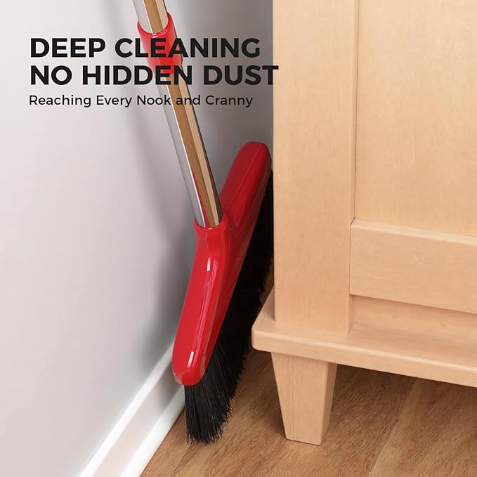 Handy Broom, Indoor/Outdoor Brooms, Duty Kitchen Broom, for Home Garage Kitchen Office Courtyard Lobby Patio Lawn Concrete (2, Red)