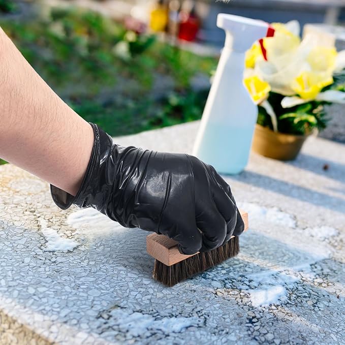 7 Pcs Headstone Cleaner Kit for Grave Cleaning Granite and Stone Daily Cleaner Includes Towel Bristle Crevice Brush Scrub Brush Headstone Cleaning Sponge Disposable Gloves Plastic Scraper