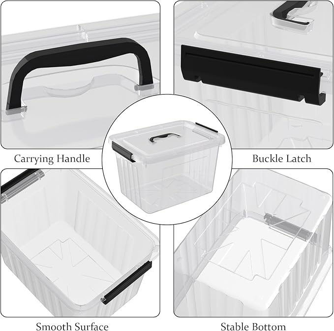 Cand 20 quart clear latching tote, 4 packs plastic storage boxes for organising