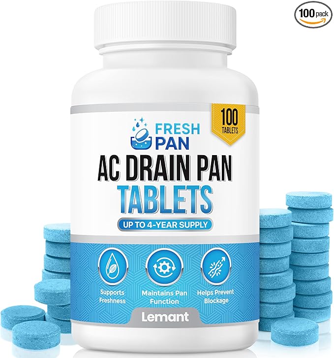 FreshPan AC Drain Pan Tablets (100 Count) | 4 Year Supply of Slow Release AC Condensate Pan Tablets for Clean, Fresh Flow