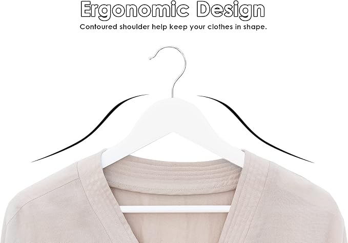 StorageWorks White Wooden Hangers 30 Pack, Heavy Duty Wood Hangers for Closet, Clothes Hangers for Coats, Bridesmaid Suits, Wedding Dress