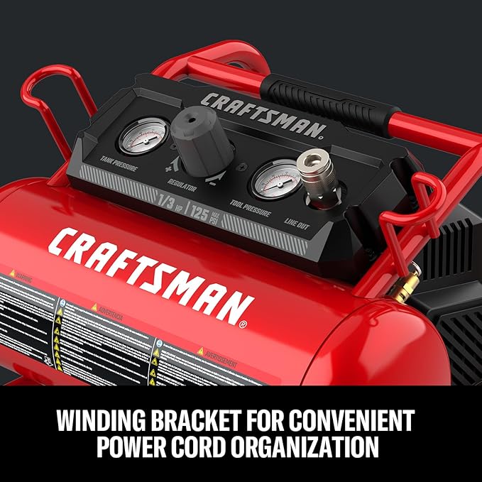 CRAFTSMAN Air Compressor, 2 Gallon Portable Air Compressor 1/3HP Max 125 PSI Oil-Free Light Weight with 10 PCS Accessory Kit