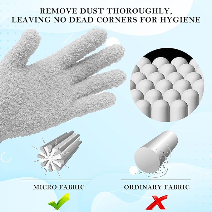 Evridwear Microfiber Gloves for Plant Dusting,Resuable Leaf Cleaning Glove for Houseplants,Blinds,Furniture and Small Objects
