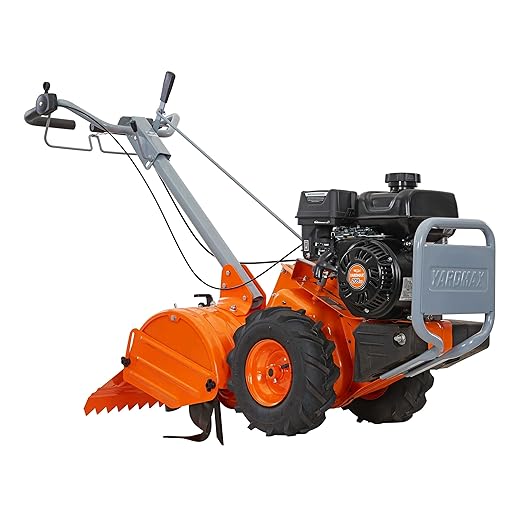 YARDMAX 18 in. 212 cc Gas OHV Engine Rear Tine Tiller with Dual Rotating Tilling