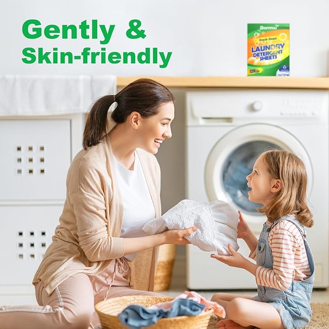 Laundry Detergent Sheets Fresh Scent 120 Loads No Plastic Jug, Travel Laundry Soap Detergent 60 Sheets