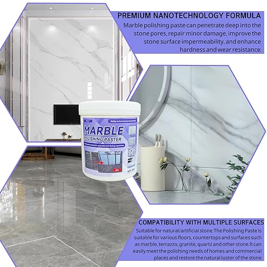 Marble Polishing Paste, Nature Stone Polishing Kit, Granite Sealer & Protectant | Polish Paste for Granite, Quartz, Marble, Travertine, Kitchen Countertop（1kg）