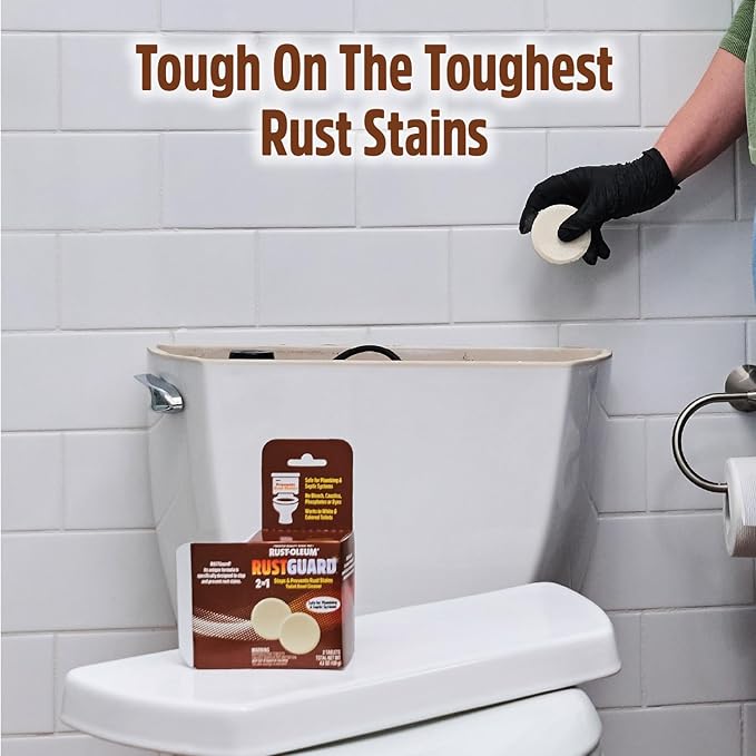 Rust-Oleum RustGuard Rust Stain Remover | Heavy-Duty Iron Stain Remover & Toilet Bowl Cleaner For White & Colored Toilets | 2 Tablet Box