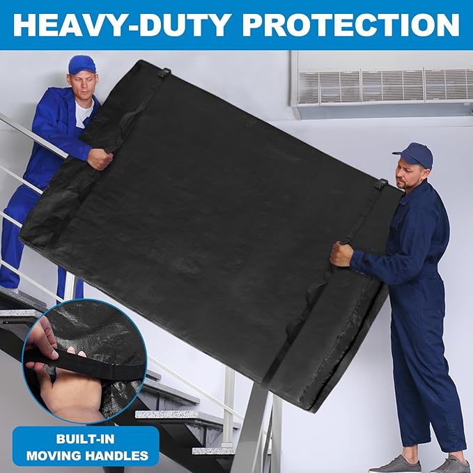 TICONN Mattress Bags for Moving, Heavy Duty Full XL Mattress Cover Storage Bag with Full-Around Handle and Adjustable Buckles (Black, Full XL)