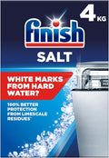 Finish, Dishwasher Salt, 4kg, Prevents Limescale and White Residue, Effective against Hard Water, For Cleaner and Shinier Dishes vs Dishwasher tablets alone