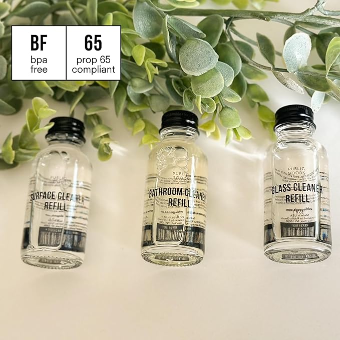 Public Goods Glass Cleaner Refill | Refill Concentrate for Windows, Mirrors, Glass Surfaces | Cruelty Free, Paraben Free, Vegan Friendly | 3 Pack - 24 Oz Diluted