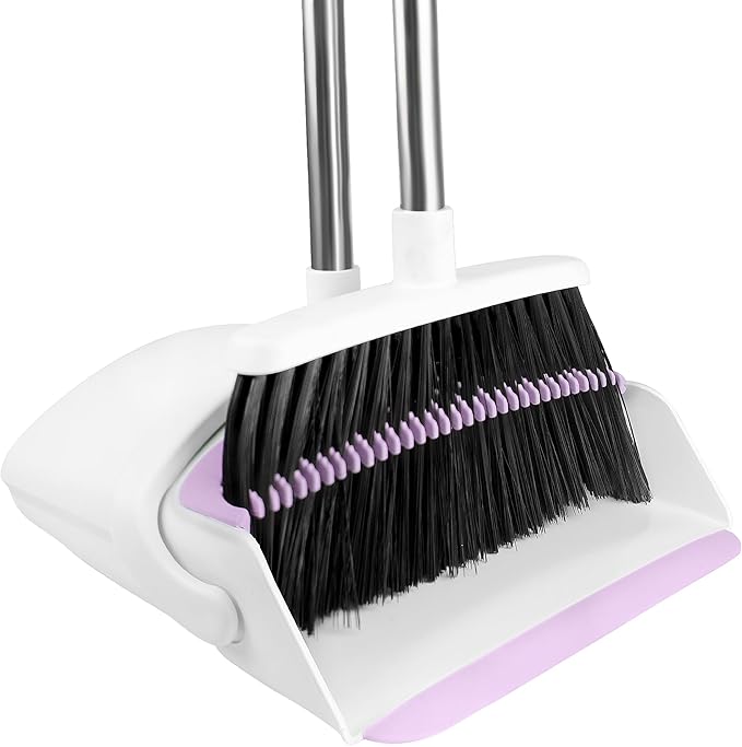 Broom with Dustpan Combo Set for Home 54-in Long Adjustable Handle Angle Broom and Dustpan Set with Dustpan Comb Teeth for Sweeping Pet Hair Food Dirt Kitchen