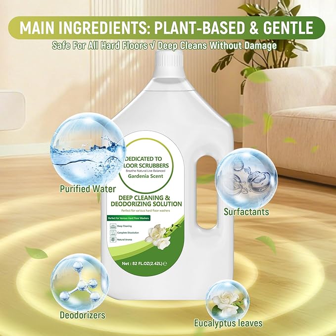 Floor Cleaning Solution Compatible with Tineco – 82 FL OZ Gardenia Floor Cleaner – Sweet, Long-lasting Fragrance, – For All Cordless Wet/Dry Vacuum Mop Cleaner & Robot Vacuums with Mopping