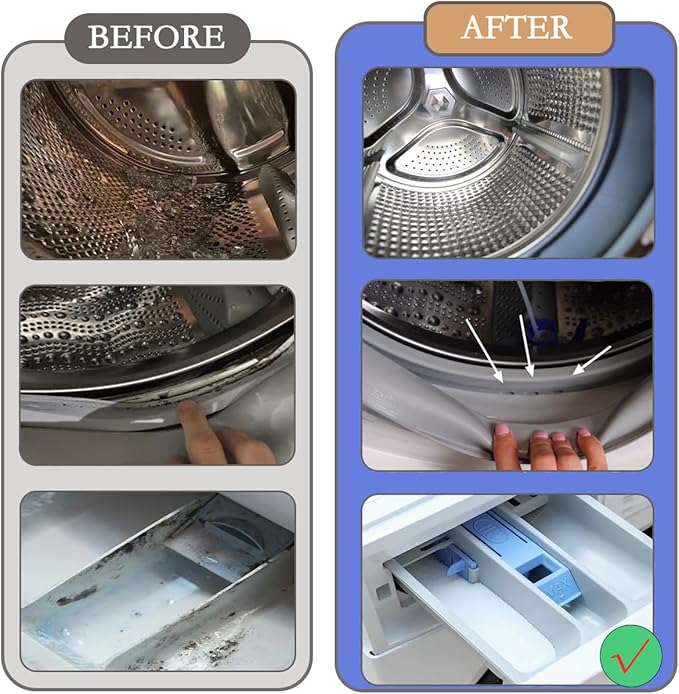 Washing Machine Cleaning Brush Kits, Front Load Washer Scrub Cleaner Brushes Accessories with 1Pc Drum Slot Brush & 5Pcs Crevice Cleaning Brushes for Tight Spaces and Washer Rubber Seal