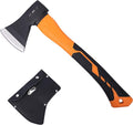 HFS(R) 14.5 Inch Axe Hatchet with Fiberglass Handle Chopping Splitting Camping Axe 21oz/600g Head Weight Heat-Treated Blade, Anti-Slip Grip, Perfect for Gardening, Hiking, Woodworking