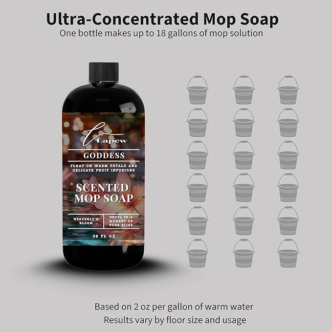 Lapew Goddess Scented Mop Soap - Luxury Floor Cleaner Concentrate for Mopping Tile, Laminate, Vinyl & Hardwood | Streak-Free, Low-Foam | 36 oz