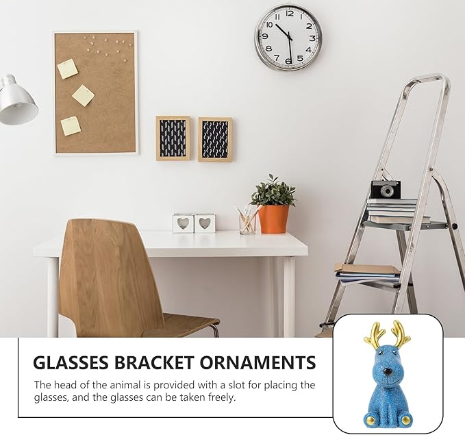 Deer Glasses Holder Resin Eyeglass Stand Desktop Ornament Eyewear Organizer Decorative Glasses Frame Display for Home Office