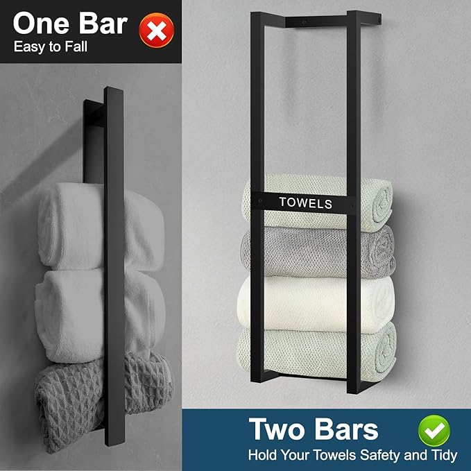 Towel Rack for Rolled Towels, Wall Mounted Bathroom Towel Rack, Wall Mounted 31 inch, Towel Rack for Rolled Towels for Modern Storage