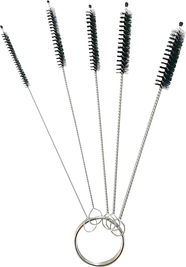 Green Piece® Glass Cleaner 2 Bottles (Made in USA) -16 oz and 5 Piece Mini Metal Nylon Tube Pipe Cleaner Brush Set with Keychain Ring Combo