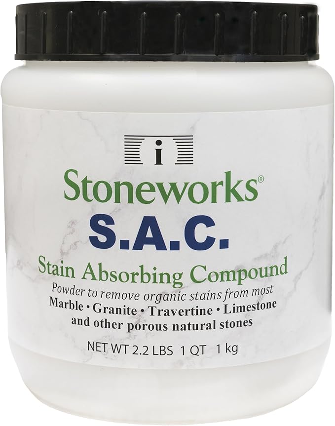 SAC Poultice Powder (2.2 Lb) Powder to remove organic stains such as oil, grease, butter and other non-acid stains from most marble, granite, travertine, limestone & other porous natural stones