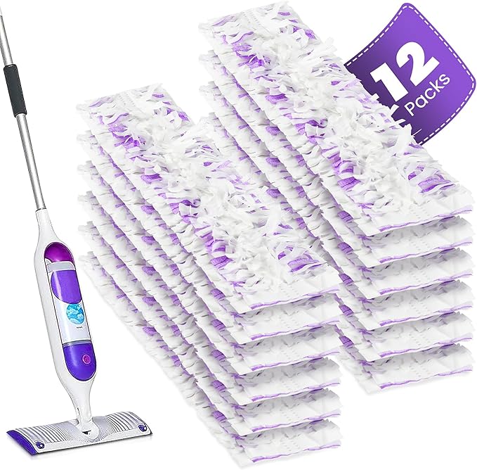 12 Pack Disposable Power Mop Refills Compatible with Swiffer Power Mop, for Swiffer Power Mop Refill, for Floor Cleaning, Unscented & Thickened Pads