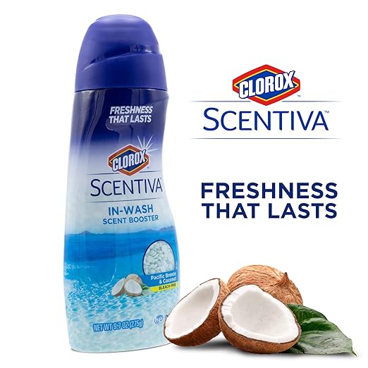 Clorox Scentiva Scent Booster Beads Laundry Freshener | Beautiful and Fresh Pacific Breeze & Coconut Scent | Easy to Use Laundry Beads Scent Booster | 9.7 Ounces (6 Pack)
