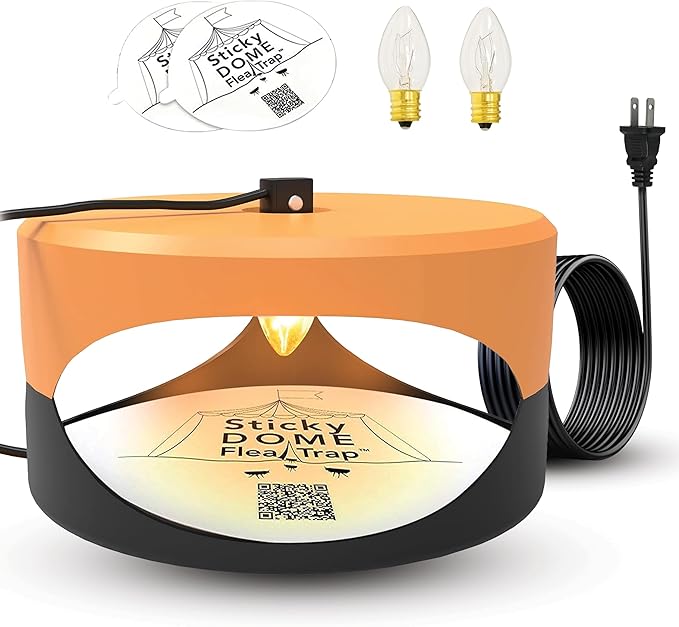 ASPECTEK Sticky Dome Flea Trap, Odorless Glue Trap with 2 Sticky Discs, Effective Bed Bug Killer and Flea and Tick Treatment, Indoor Insect Trap for Bugs, 1 Pack in Orange and Dark Gray