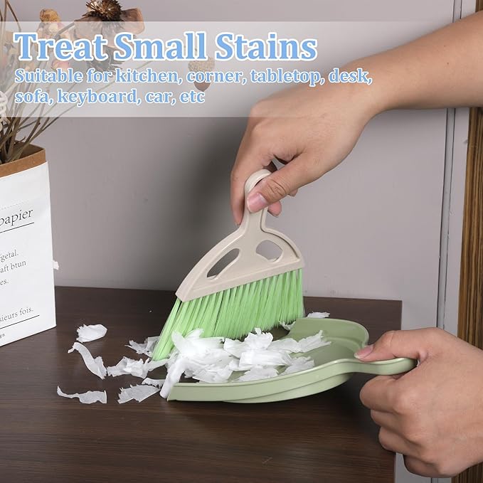 6 Pcs Small Dustpan and Brush Set Small Broom and Dustpan Set Whisk Broom and Dust Pan with Handle Nesting Cleaning Sweep Tool for Desk Car Table Keyboard Pet Nest Countertop