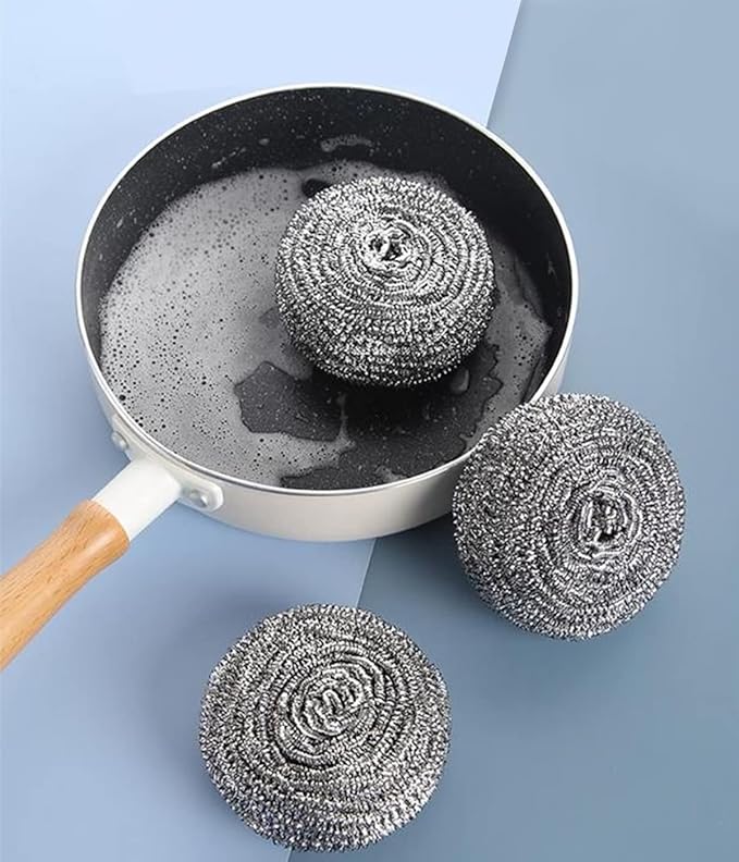 Steel Wool Scrubber - Steel Wool for Cleaning Dish Pots Pans Grills Stainless Steel Scrubber for Kitchen Sinks Cleaning Pads Metal Scrubber (24)