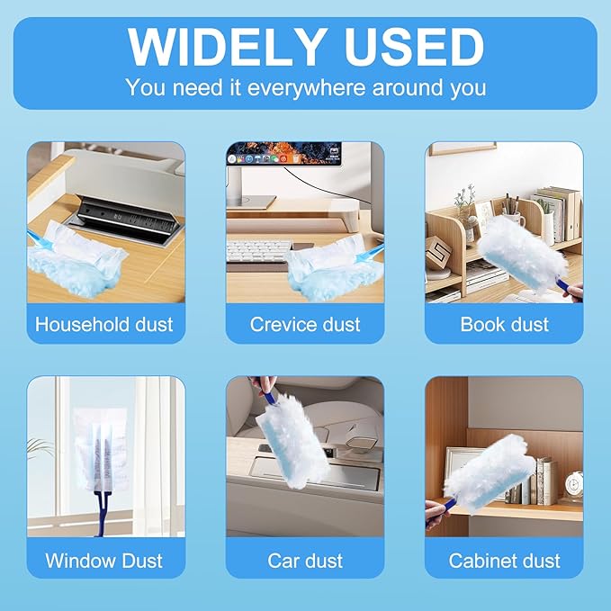 Duster Refills,Disposable dusting Brush Set Compatible with Swiffer Duster Refills for Furniture,Ceiling Fans, Electronics (Blue, 40 PCS)