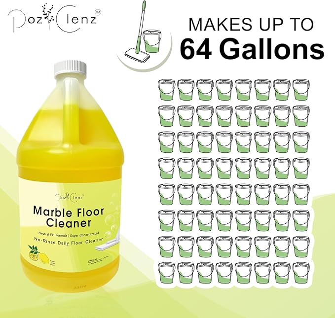 Marble & Stone Floor Cleaner | Concentrated Daily Formula (1 Gallon) | pH Neutral, Streak-Free | Safe for Marble, Travertine, Limestone, Granite, Terrazzo & More | Cleans & Refreshes.